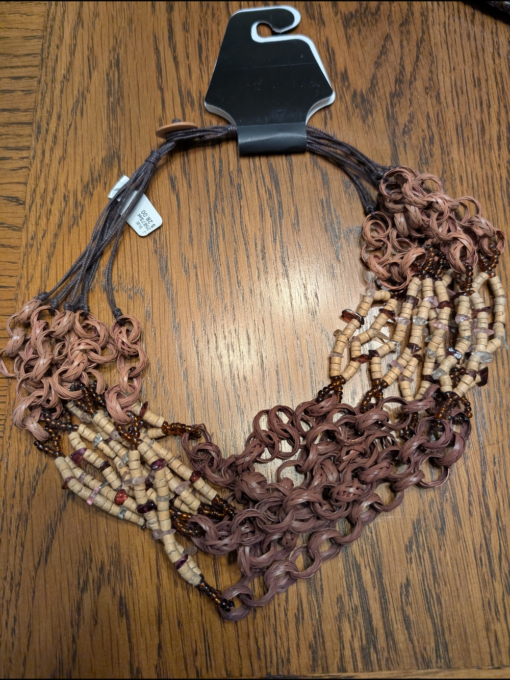 UE Pink-Brown Multi-Strand Beaded Necklace